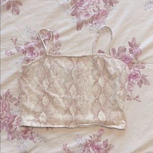 Snake Print Beige Crop Top